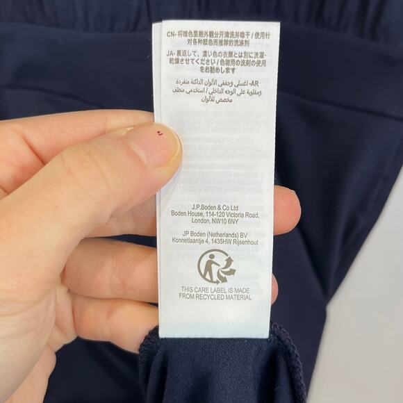 BODEN Ruffle Dress Size UK 12 US 8 Cap Sleeve Viscose Stretch Navy Blue D0325 - Picture 8 of 9